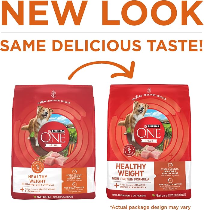 Purina ONE Plus Healthy Weight Dry Dog Food, Real Turkey, 16.5 lb Bag | High protein dog food for weight control with turkey as the first ingredient, helps promote healthy weight and lean muscle