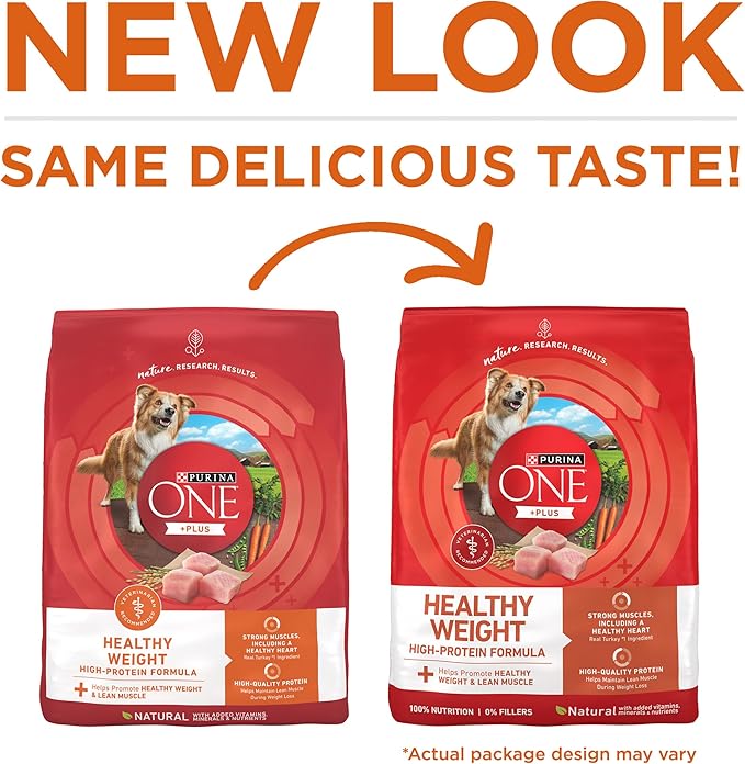Purina ONE Plus Healthy Weight Dry Dog Food, Real Turkey, 40 lb Bag | High protein dog food for weight control with turkey as the first ingredient, helps promote healthy weight and lean muscle