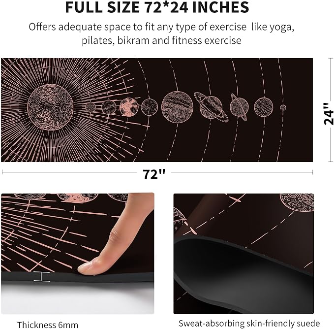nuveti Yoga Mat Print Extra Thick TPE Non Slip Fitness Exercise Mat with Carrying Bag,72"x24" Extra Thick 6MM Exercise & Workout Mat for Yoga, Pilates Fitness and Floor Exercises