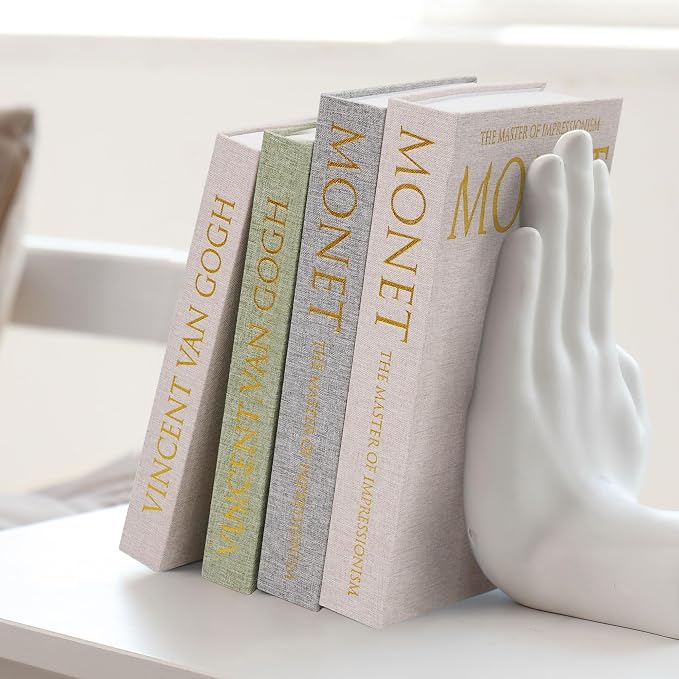 Decorative Book Storage Box Set, Faux Linen Green | Sturdy cardboard organizer for bookshelf coffee table, eco-friendly odor-free lightweight, set of 2