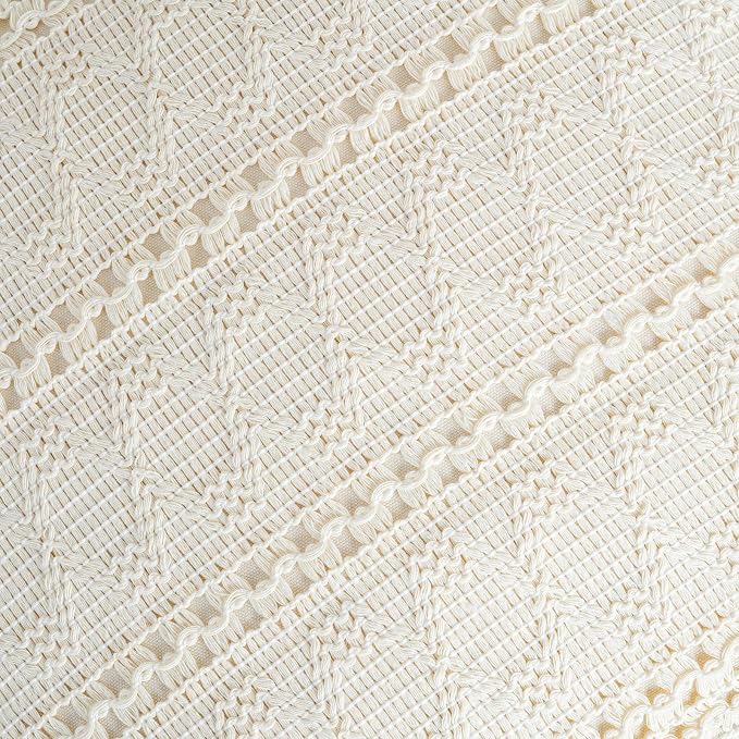 Fancy Homi Set of 1 Boho Cream Lumbar Decorative Throw Pillow Cover 12x20 Inch for Couch Bed Sofa Chair, Modern Organic Farmhouse Home Decor, Soft Cotton Cute Accent Rectangle Cushion Case