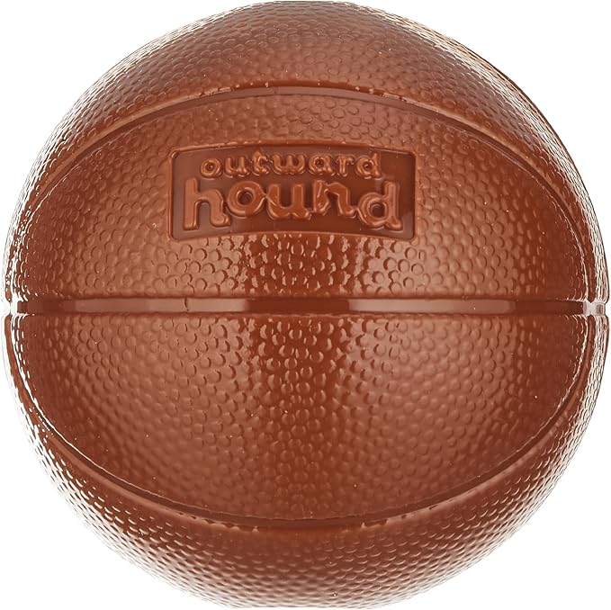 Outward Hound by Planet Dog Basketball, Durable Treat-Dispensing Dog Ball, Interactive Fetch Toy, Orbee-Tuff, Mint Scented, BPA-Free, for Indoor & Outdoor Play, Brown