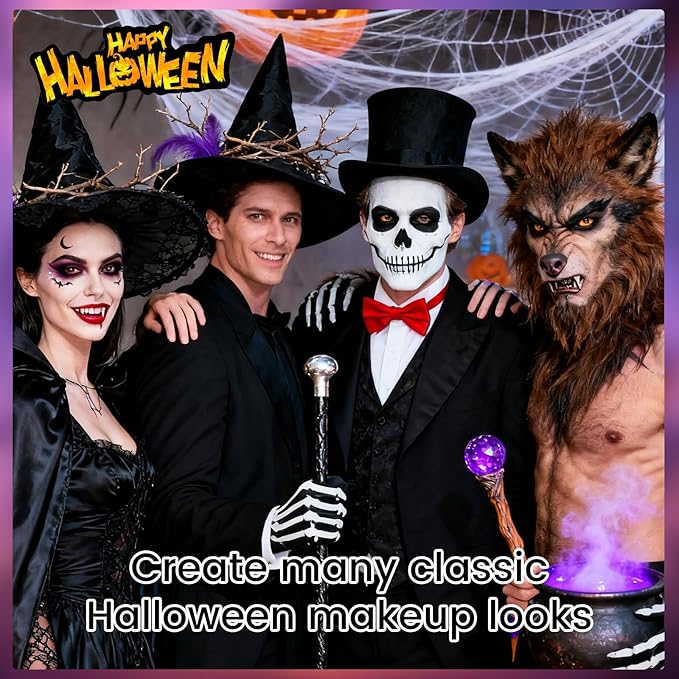 Red Black White Oil Based Face Paint Kit with Painting Brushes, Professional Full Coverage Greasepaint for Adults Halloween Cosplay SFX Spider-man Joker Devil Makeup Carnival Stage