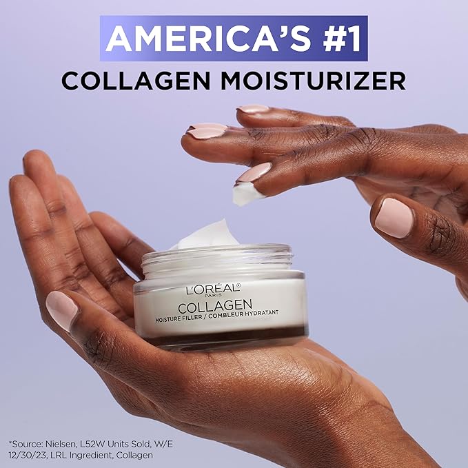 L'Oreal Paris Collagen Moisture Filler Facial Moisturizer, Anti Aging Face Cream, Non-Greasy Skin Care Formula For Up to 48HR Hydration, 1.7 oz