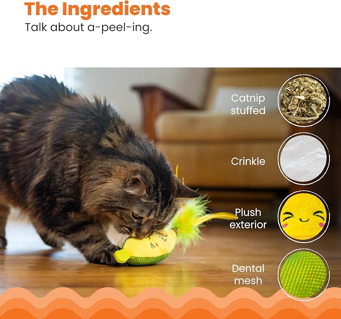 Catstages Kicker Peelin' Good Banana Dental Cat Toy with Catnip, 8"