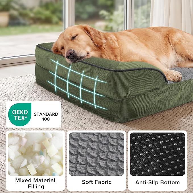 XXL Plus Orthopedic Dog Beds Large Sized, XL Washable Dog Sofa with Egg-Crate Foam, Waterproof Lining and Non-Skid Bottom