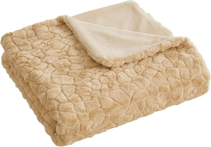 Fluffy Reversible Faux Fur Throw Blanket Thick Warm Blankets Cozy for Couch | Soft Plush Machine Washable Bed Home Decor, Large 50x70 Inch, for Women Men