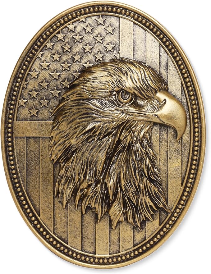 Vintage American Eagle Wall Sculpture, Antique Wall Decor, 4th of July Decor, Hand Painted Wall Decoration with Embossed Eagle Design, 250 Anniversary USA Decor, Patriotic Decoration for Bedroom Living Room Hallway, Housewarming Gifts