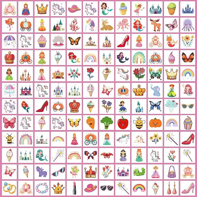 Partywind 408 PCS Kids Tattoos for Party Supplies, Individually Wrapped Sheet Temporary Tattoos Stickers for Kids Goodie Bag Stuffers, Fun Birthday Party Favors - Sweet
