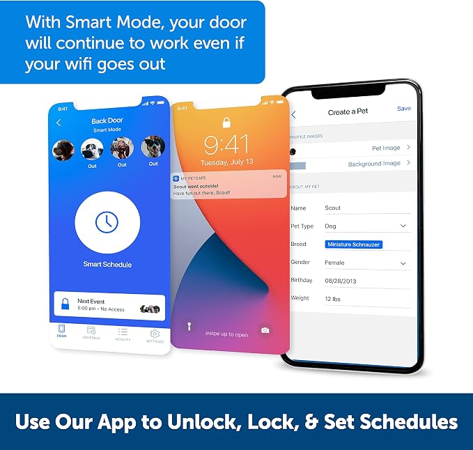 PetSafe SmartDoor Connected Pet Door, App Controlled, Large | Selective Entry/Exit, Custom Schedules, Remote Lock & Phone Notifications via My PetSafe App, Multi-Pet Friendly