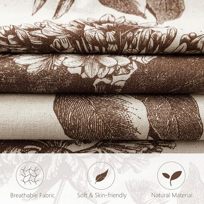 Foindtower Set of 2 Linen Floral Throw Pillow Covers Vintage Accent Print Decorative Cushion Covers Farmhouse Boho Home Decor for Sofa Chair Couch Bedroom Living Room,24×24 Inch,Dark Brown