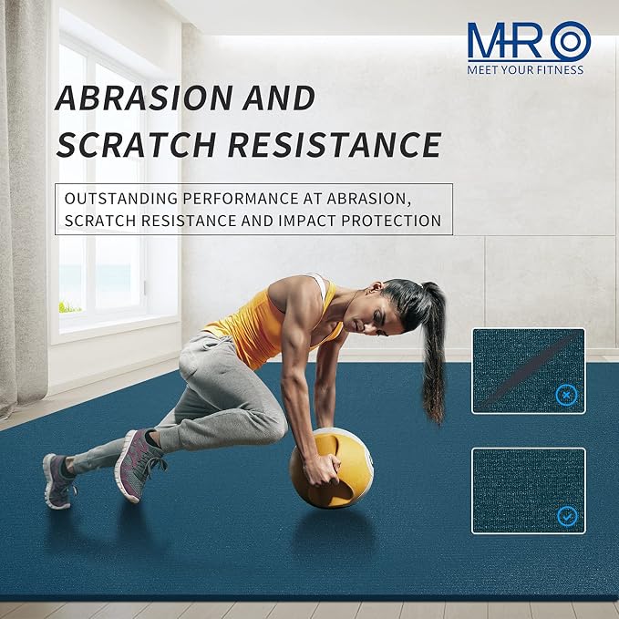 MRO Extra Large Exercise Mat 12'x7'/9'x7'/7'x7'/7'x5'(7mm), High-Density Workout Mats for Home Gym Flooring, Non-Slip, Extra Thick Durable Cardio Mat, Ideal for Plyo, MMA, Jump Rope - Shoe Friendly