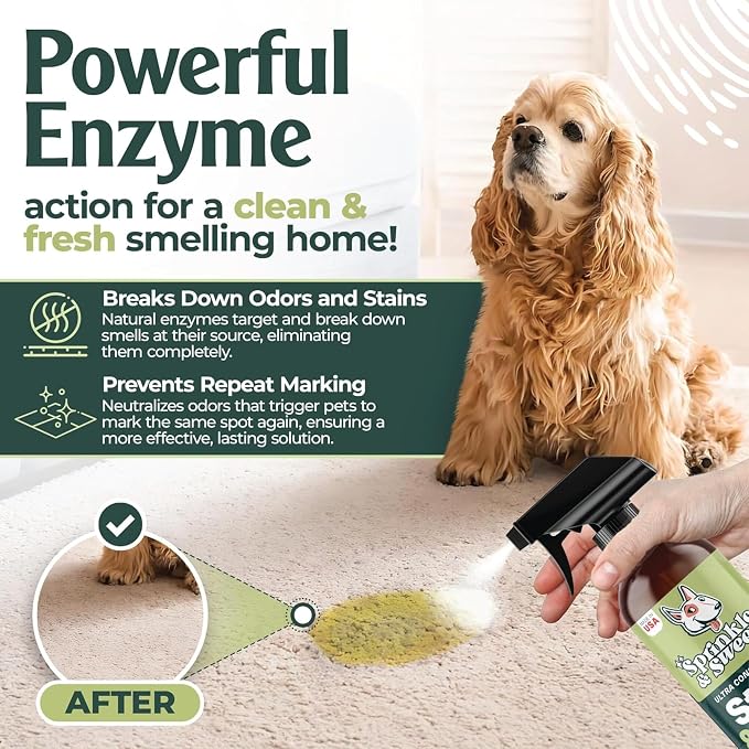 Sprinkle & Sweep: Litter Box Deodorizer Bundle: 8oz Bag, Speed Sifter, 24oz Odor & Stain Spray - Cat-Kitten Litter Care, Enzyme Spot Treatment Cleaner