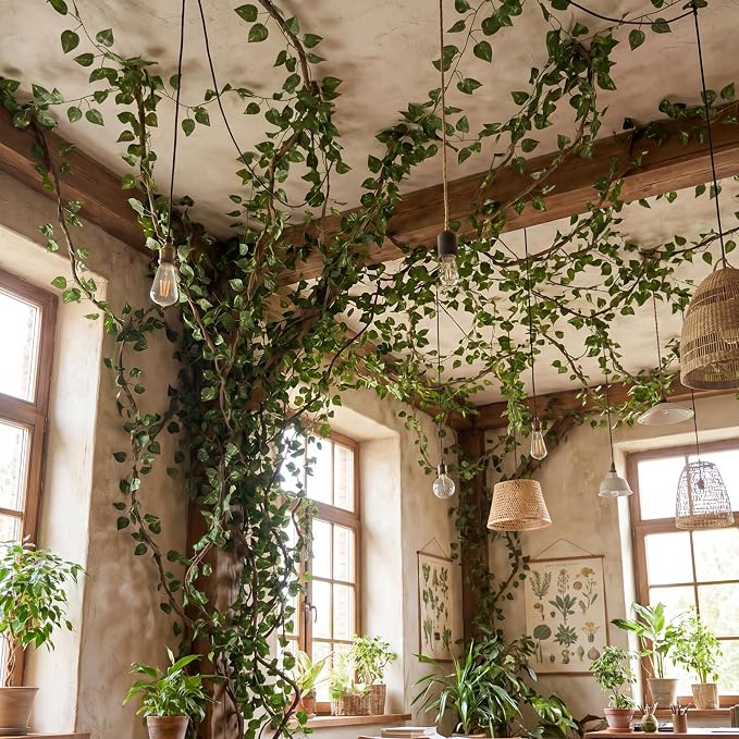 68.9 Ft Artificial Hanging Vines Jungle Greenery Classroom Decor | Rainforest Safari Ceiling Wall Decoration, Tropical Faux Foliage, Whimsical Forest Theme for Reading Corner and Party DIY