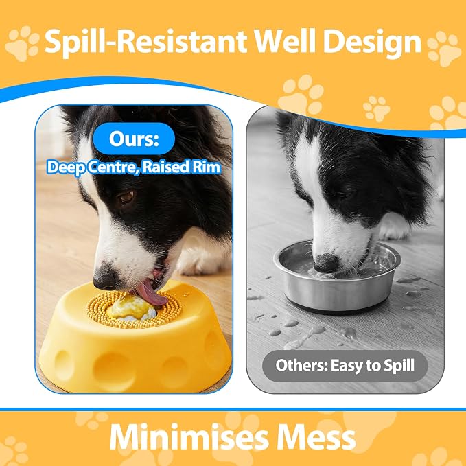 Dog Lick Bowl with Rolling Ball, Slow Feeder Dog Bowls for Liquid Treats & Bone Broth, Interactive Lick and Roll Bowl for Dogs, Spill-Proof Dog Licking Toy for Anxiety Relief & Digestion