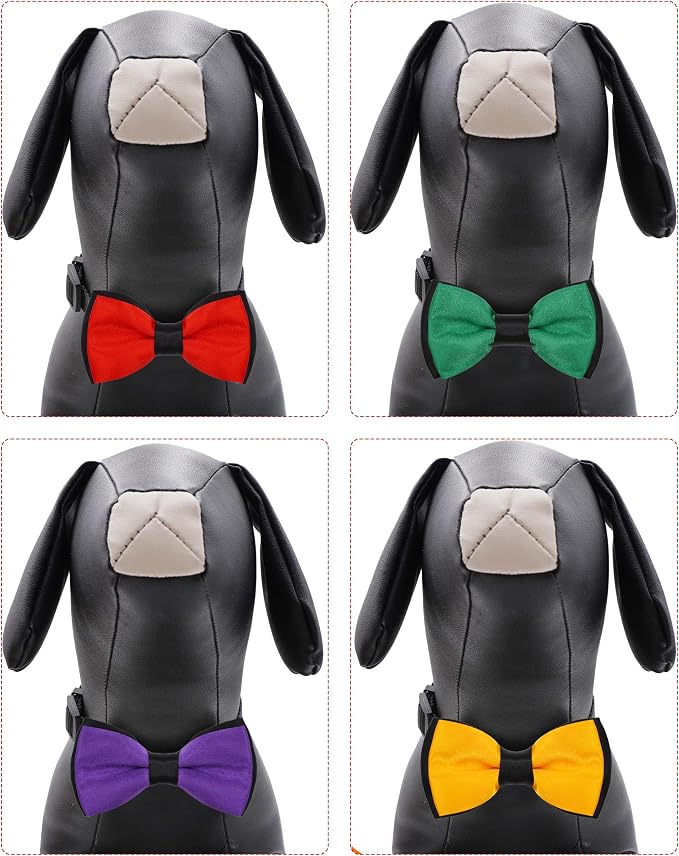 PET SHOW 5 Pack Mixed Color Dog Bowties for Large Dogs Slide on Collar