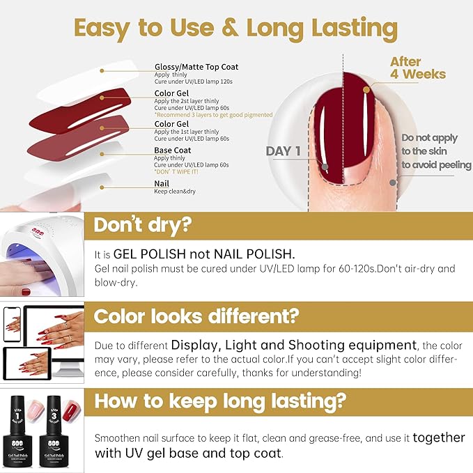 YTD Likomey Berry Red Gel Nail Polish,15ml Salon Home DIY Manicure and Pedicure Blood Red Fall Winter UV Color Varnish,HEMA Free TPO Free,CS449