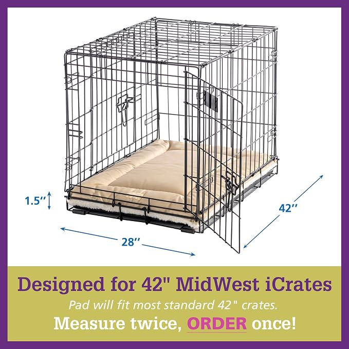 Pet Dreams Dog Crate Pad - Washable Kennel Mat, Crate Pads for Dog Cages, Non-Toxic, Flat Indoor Cat Bed, Fits iCrate 18, 24, 30, 36, 42, 48 Inches (Pink, X Large, 42")