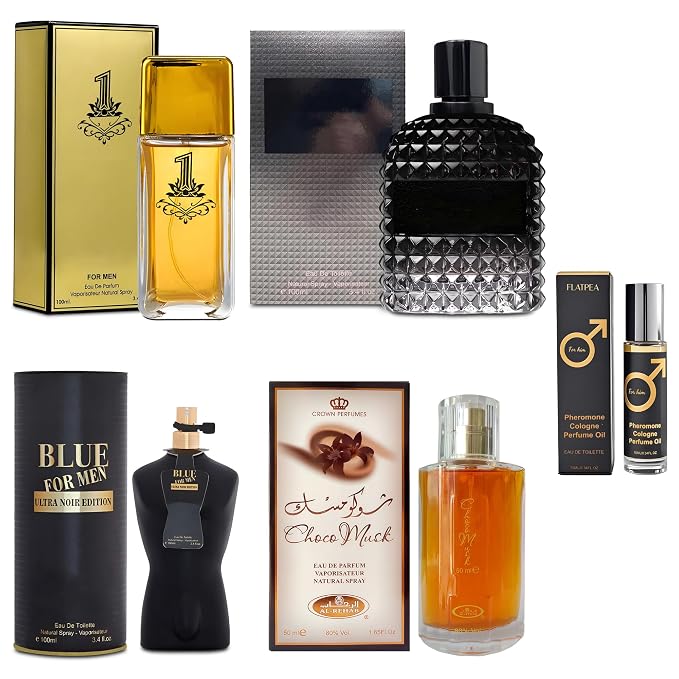 AFLUXE Men's Cologne Gift Set - Variety Pack of 4 Long Lasting Fragrances with 10ml Pheromone Cologne for Men Kit EDP/EDT (Combo B) PHM-Billon/Choco/MilanoM/BFM UltraBla