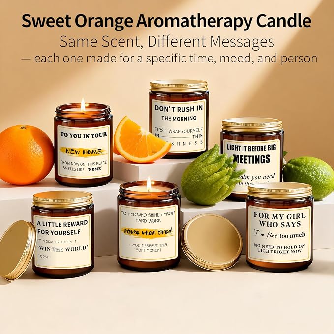 New Home Candle - Housewarming Gifts for New Home Owners, Orange Scented Soy Candle, 7oz Soy Candles for Home Scented, 50 Hours Burn, Perfect House Warming Gift for Couples, Neighbors, Friends