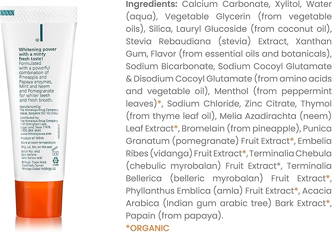Himalaya Botanique Whitening Complete Care Travel Toothpaste, Mint - Travel Size Whitening Toothpaste Without Fluoride for Brighter Teeth & Fresh Breath - Vegan, 0.74 oz (Pack of 10)