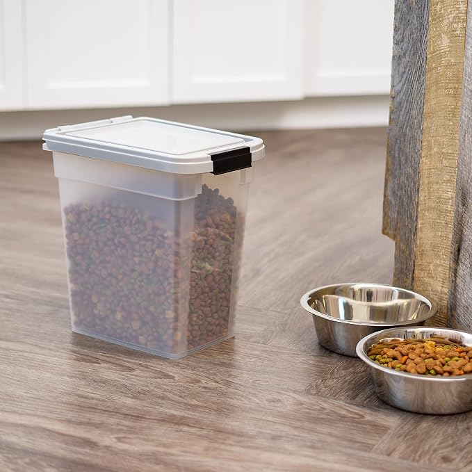 IRIS USA Dog Food Storage Container, Up to 10 lbs, Clear/Gray, Made in USA