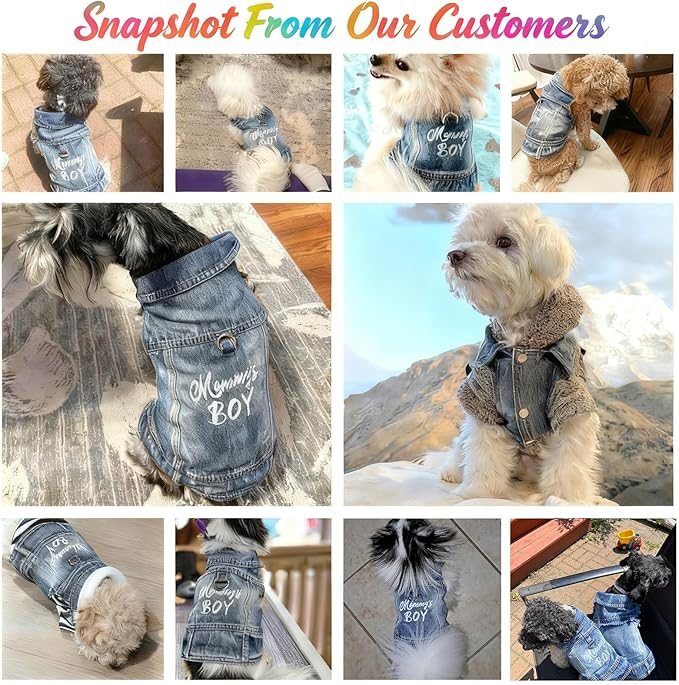 Mommy's Boy Dog Jeans Jacket,Pet Overalls Denim Coat,Puppy Clothes(XXL) | JcDuDoi Classic Small Dogs Male Cat Costumes Washed Vest Outfit T-Shirts Chihuahua,Yorkie,Teacup