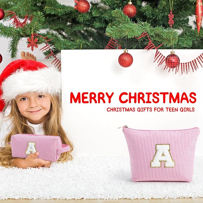 YOOLIFE Stocking Stuffers For Teen Girls Christmas Gifts For Teenage Girls Initial Makeup Bag | Cosmetic Travel Toiletry Bag | 9 10 11 12 13 14 15 Years Old | Teen Girl Gifts Trendy Stuff L