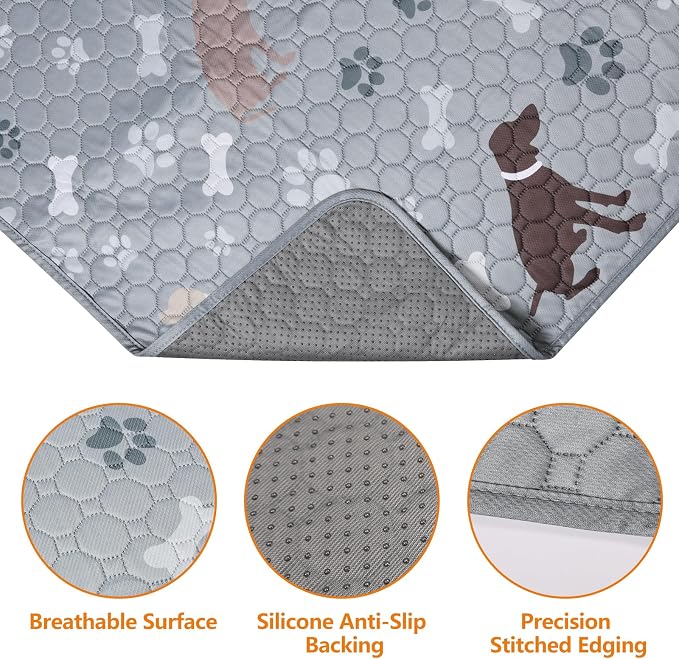 Mozin Washable Pee Pads for Dogs, 2 Pack Super Absorbent Dog Training Pads Leakproof Non-Slip Reusable Puppy Pads, Waterproof whelping Pad for Housebreak, Playpen, Crate,Potty Training, Couch- 18"x24"