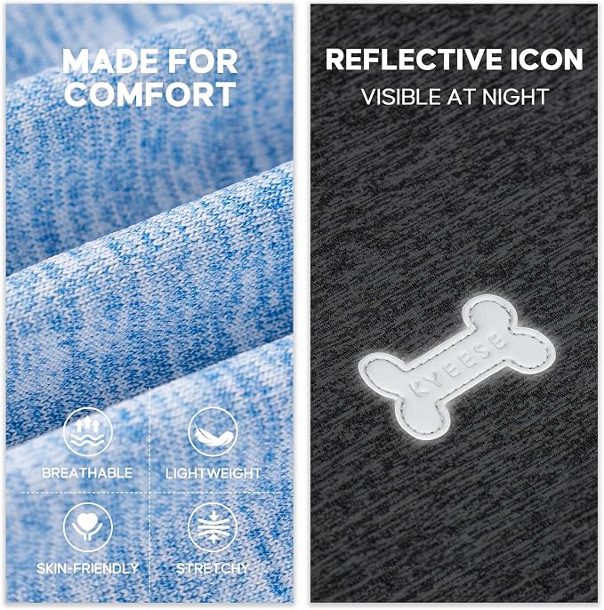 KYEESE 2Pack Dog Shirt for Medium Dogs Sun Protection Tank Top for Summer | Reflective for Safety, Lightweight & Breathable, Shedding Control, Skin-Friendly for Sensitive Dogs, Easy On/Off, Quick Dry