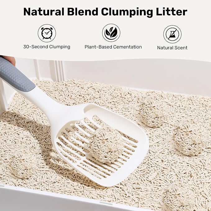 FUKUMARU Tofu Cat Litter, Soybean Fiber & Corn Starch Pellets, 32lb | White Pellets for Easy Spotting, Plant-Based Ingredients, Odor Control, Low Dust, Fast Clumping