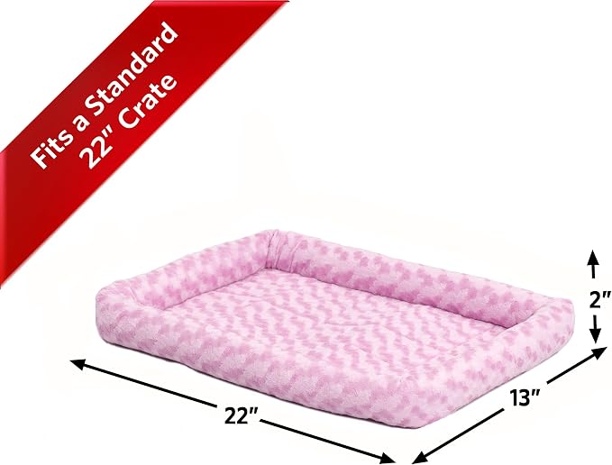MidWest Homes for Pets QuietTime Fashion XS Dog Bed - Pink Faux Fur Bolster, Ultra-Soft and Machine Washable, Fits 22-Inch Crates and Carriers, for Small Dogs and Cats