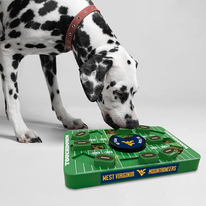 Pets First NCAA WEST Virginia Large Puzzle Toy, New Size, Interactive Dog Treat & Slow Feeding Toy