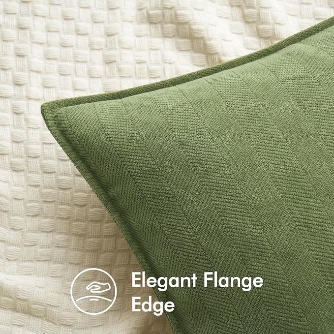 MIULEE Pack of 2 Sage Decorative Chenille Pillow Covers 18x18 Inch | Soft Couch Throw Pillows,Farmhouse Cushion Covers with Elegant Design for Sofa,Bedroom,Living Room,Spring Home Decor