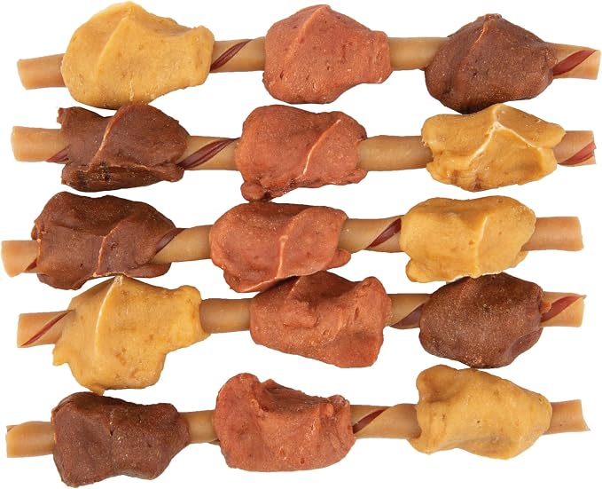 SmartBones Kabobz Rawhide-Free Dog Treat, Chicken, Pork, Duck, 12 Count | Highly Digestible, Vitamin & Mineral Enriched, Supports Dental Health, For Adult Dogs