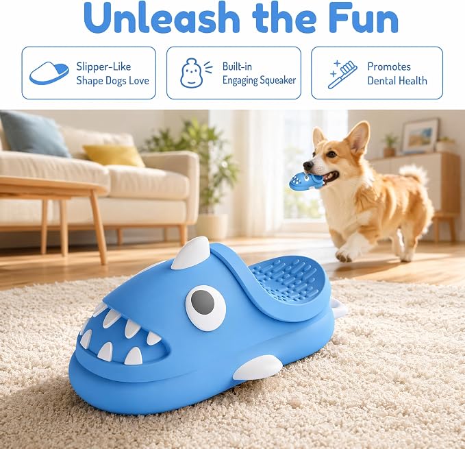Shark-Shaped Dog Chew and Drag Toy, Squeaky Indoor/Outdoor Plaything, Interactive Chewing Toy for Dogs, Sound-Emitting Toy for Self-Entertainment and Boredom Relief