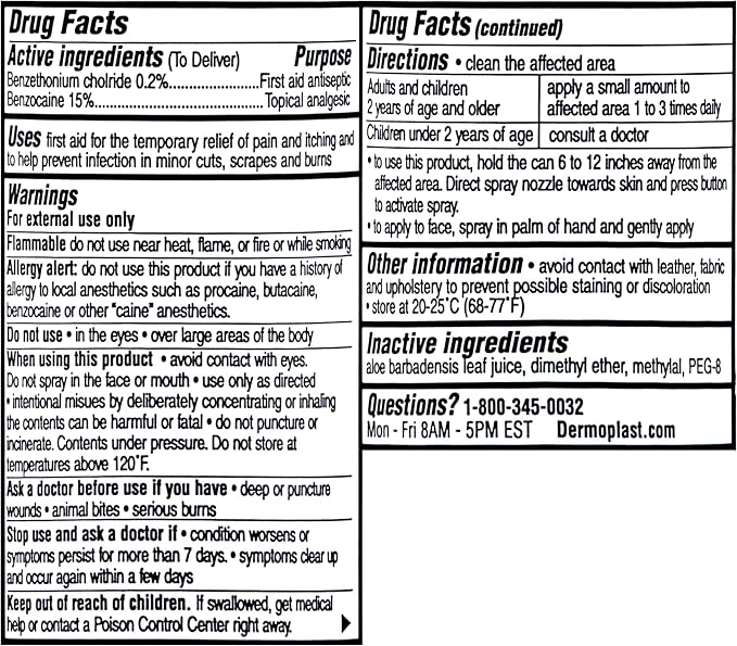 Dermoplast Kids Sting-Free First Aid Spray, Antiseptic Spray for Wounds & Analgesic for Minor Cuts, Scrapes and Burns, 2 Ounce