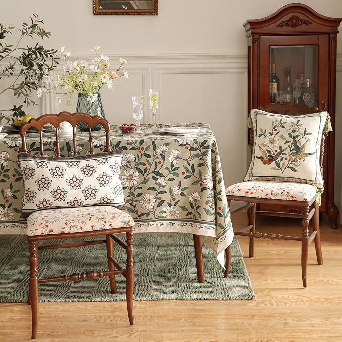 Vintage Linen Rectangle Throw Pillow Cover,Set of 2,20"x12"-Brune D | Designer French Elegant Pillow Cover,Concealed Zipper Design,Floral Pattern,Sofa,Bedroom,Living Room,Lounge Chairs
