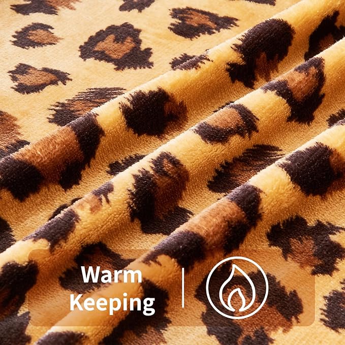 Leopard Print Throw Blanket Valentines Day Gifts for Men Thick Soft Fuzzy Cheetah Print Blanket Room Decor for Bed Couch Sofa - 50"x60", Dark Brown