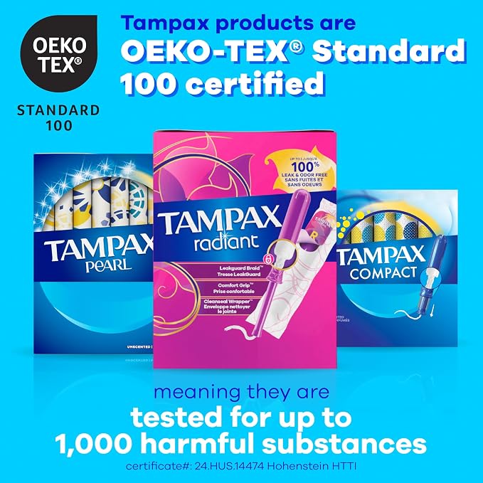 Tampax Pearl Tampons for Women, with LeakGuard Braid, Super Plus Absorbency, Unscented, 50 Count