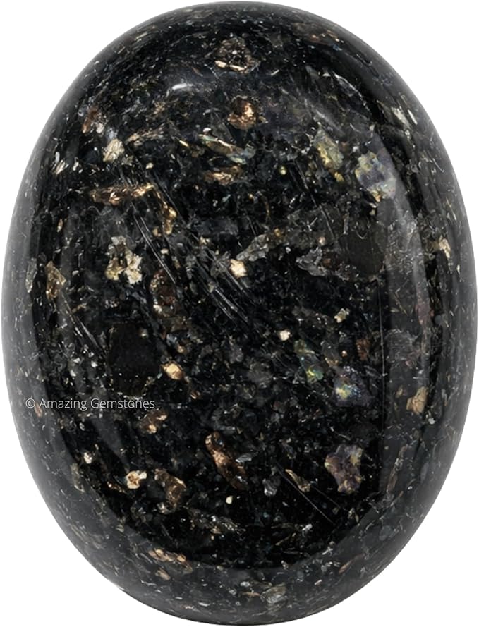 Amazing Gemstone Nuummite Crystals and Healing Stones - Large Palm Stone Crystals Piedra - Crystal for Good Luck, Balanced Positive Energy, Meditation - Unique Stocking Stuffers, Gifts for Women