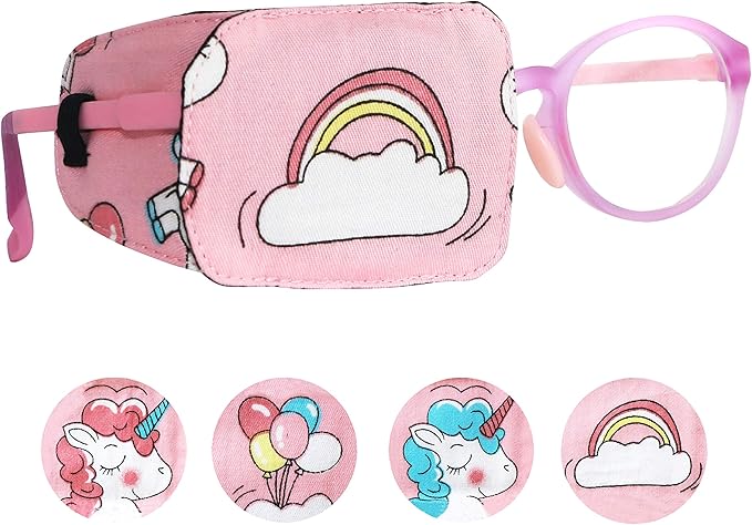 Astropic Cotton & Silk Eye Patch for Kids Glasses (Right Eye, Rainbow)