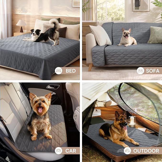 Luciphia Waterproof Couch Cover for Dogs, Non-Slip Pet Sofa Protector | Non-slip waterproof couch cover scratch-resistant machine washable protects sofa bed, Grey, 68" x 82"