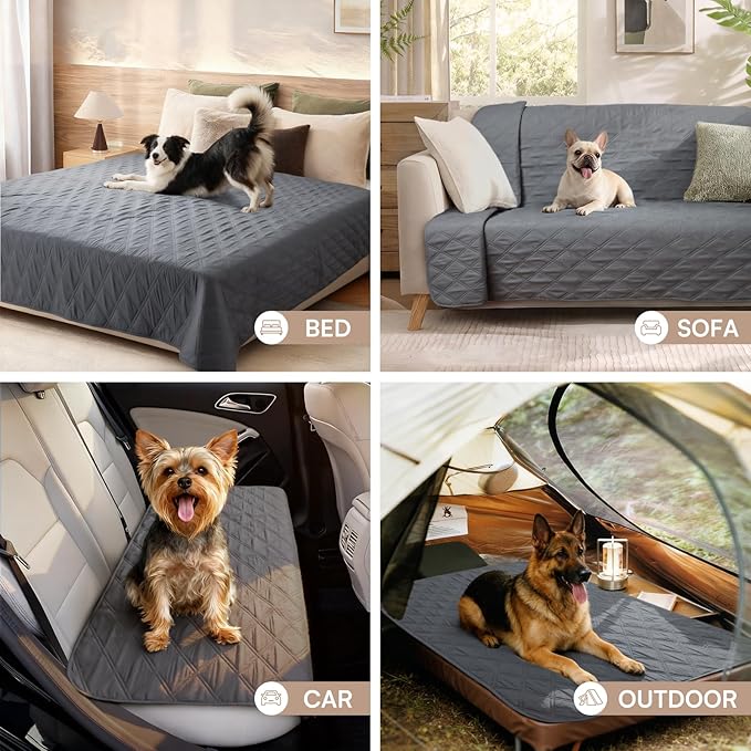 Luciphia Waterproof Couch Cover for Dogs, Non-Slip Pet Sofa Protector | Non-slip waterproof couch cover scratch-resistant machine washable protects sofa bed, Grey, 52" x 82"