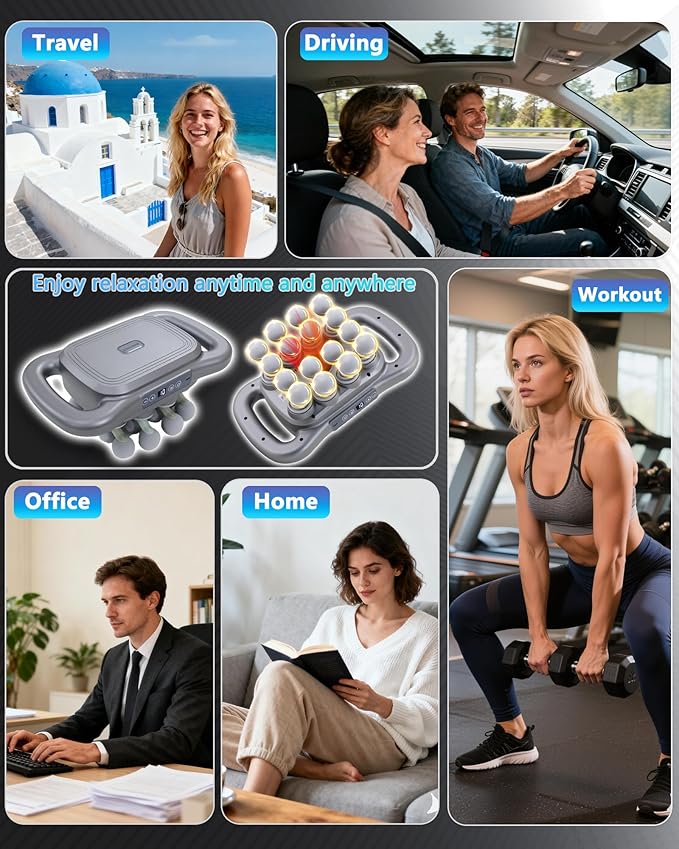 16-Head Massage Gun, Deep Tissue Percussion Massager with 9 Modes & 9 Intensities, 2600mAh Battery 4H Runtime, Ultra-Quiet 30-40dB, for Muscle Pain Relief in Back, Legs, Shoulders
