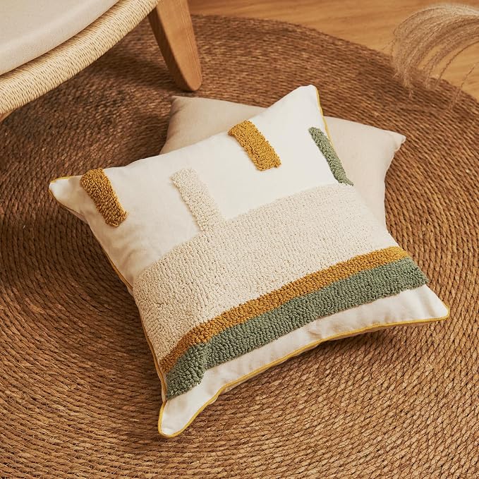 lifein 18x18 Pillow Covers-Throw Pillow Cover Tufted Boho Jacquard Pillow Covers Farmhouse Decorative Pillow Cover Pillow Cases for Gift Couch Sofa Bed Chair Living Room Home Decor