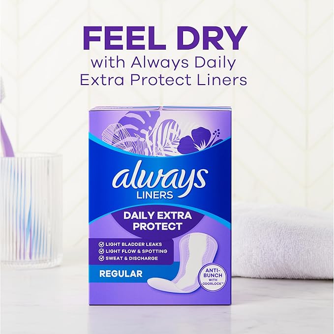 Always Panty Liners for Women Anti-Bunch Xtra Protection Daily Liners, Extra Long, Unscented, 116 Count