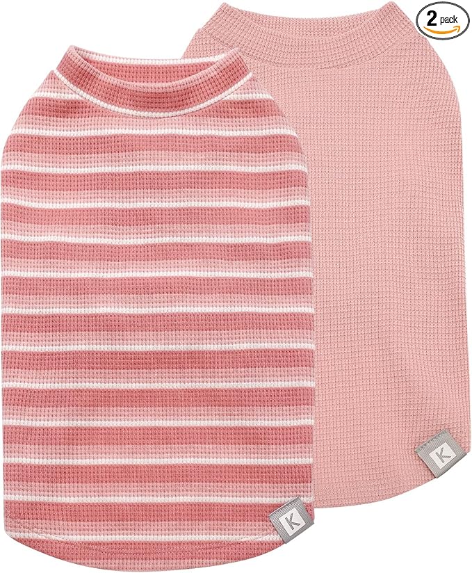 KYEESE 2Pack Waffle Dog Shirt for Small Dogs Striped Dog Sweater Tank Top | Cozy Warmth, Lightweight & Breathable, Gentle on Sensitive Skin, Stretchy & Free to Move, Comfortable Daily Wear