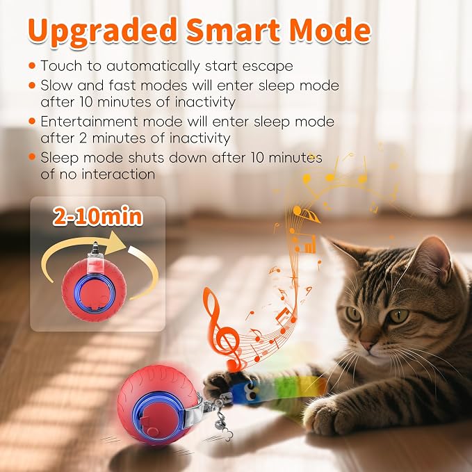UPSKY Interactive Cat Toy, Smart Moving Cat Ball Toys for Indoor Cats