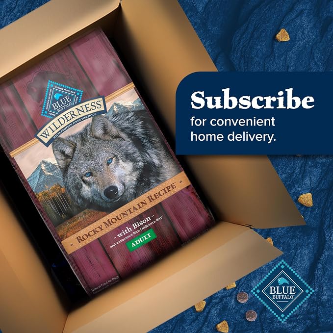 Blue Buffalo Wilderness Rocky Mountain Recipe Bison Dry Dog Food, 28 lb | 31g Protein, Real Bison #1 Ingredient, Wholesome Grains, Antioxidant-Rich Fruits & Veggies, High Protein to Fuel Adventures